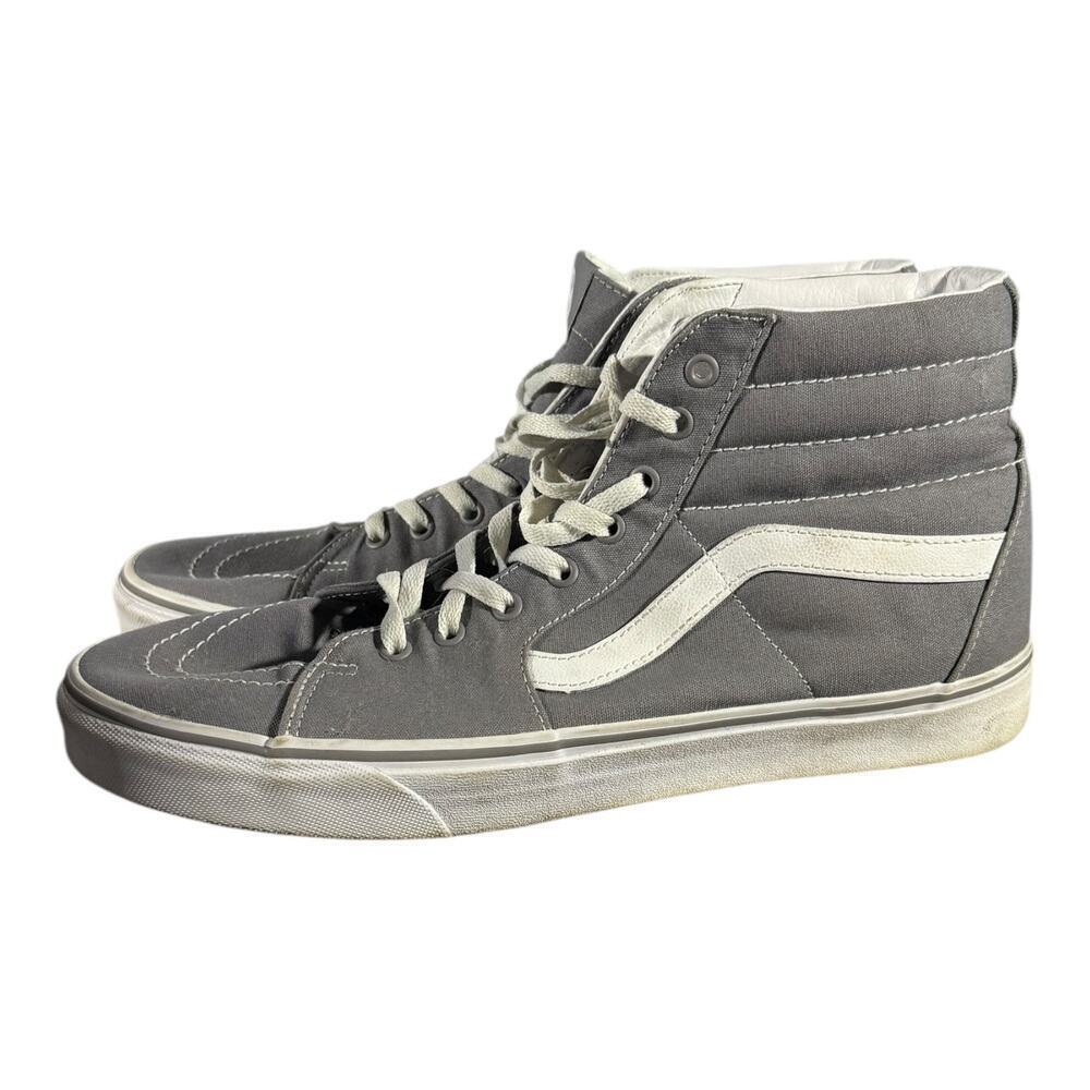Vans Sk8-Hi Gray White High Top Skate Shoes Men’s 13 Classic Canvas 1500714 - Picture 4 of 9